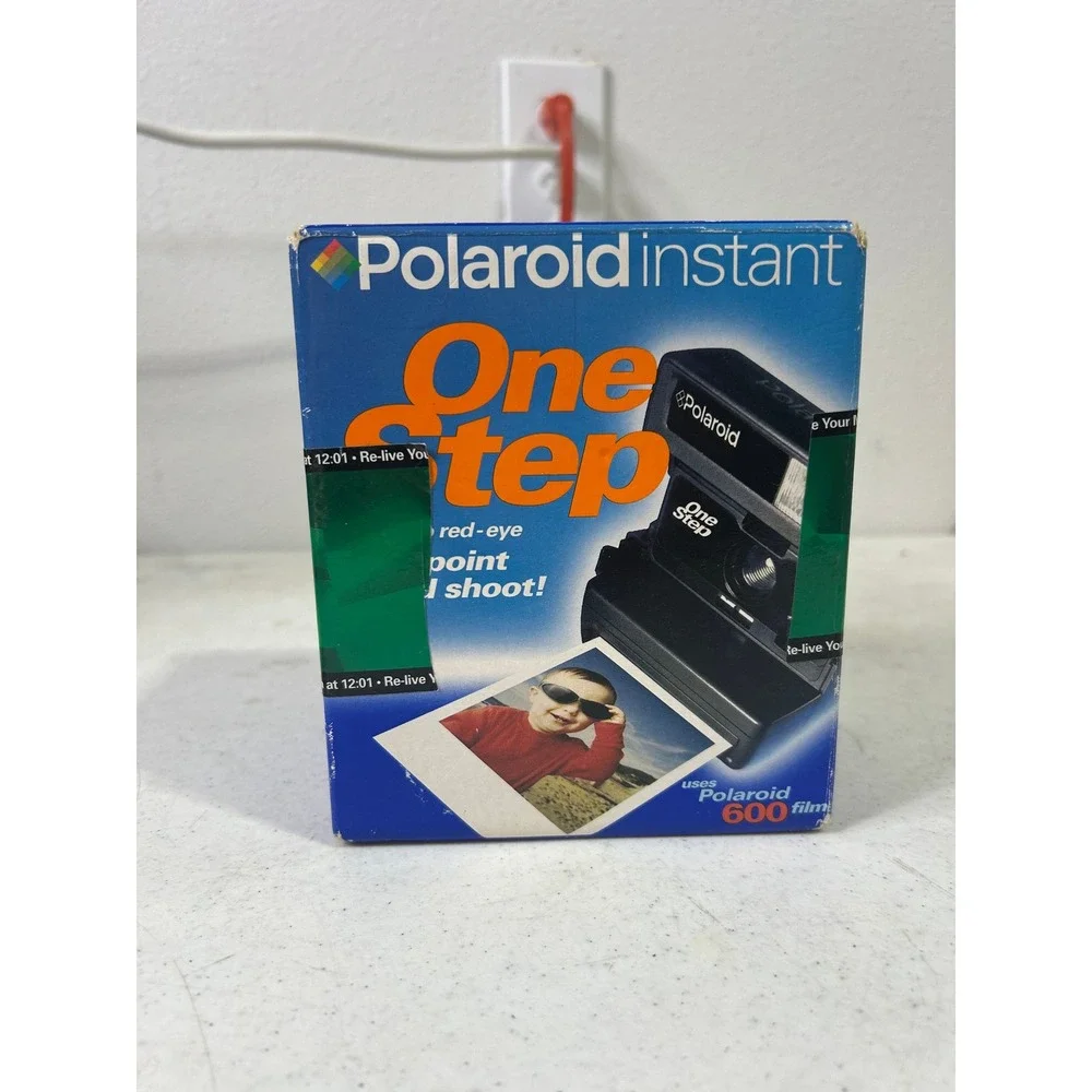 Polaroid OneStep 600 Instant Film Camera Black with Original Box Vintage